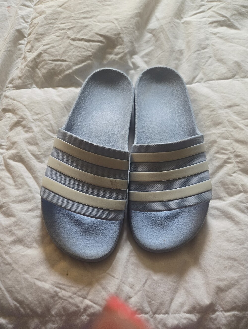 Adidas Slide Sandals in Baby Blue And White